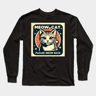 baby lasagna meow cat retro Long Sleeve T-Shirt